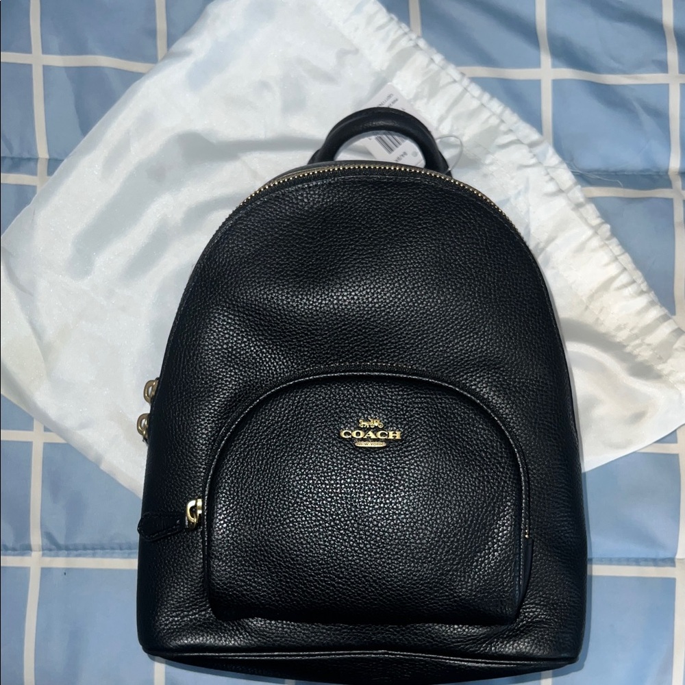 Coach Carrie Black Pebbled Leather Backpack